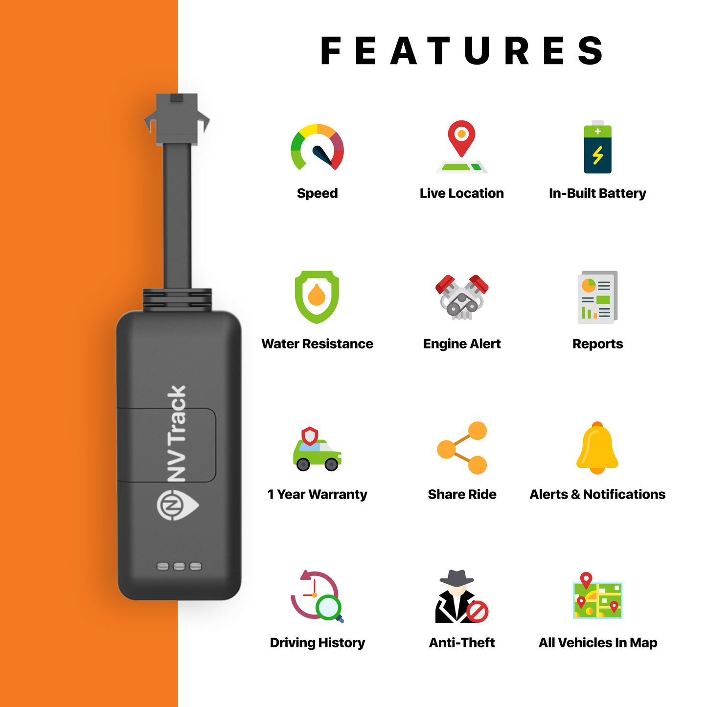 NV Prime Car/Bike/EV Hidden wired Smart AI GPS Tracker with Premium Mobile app subscription