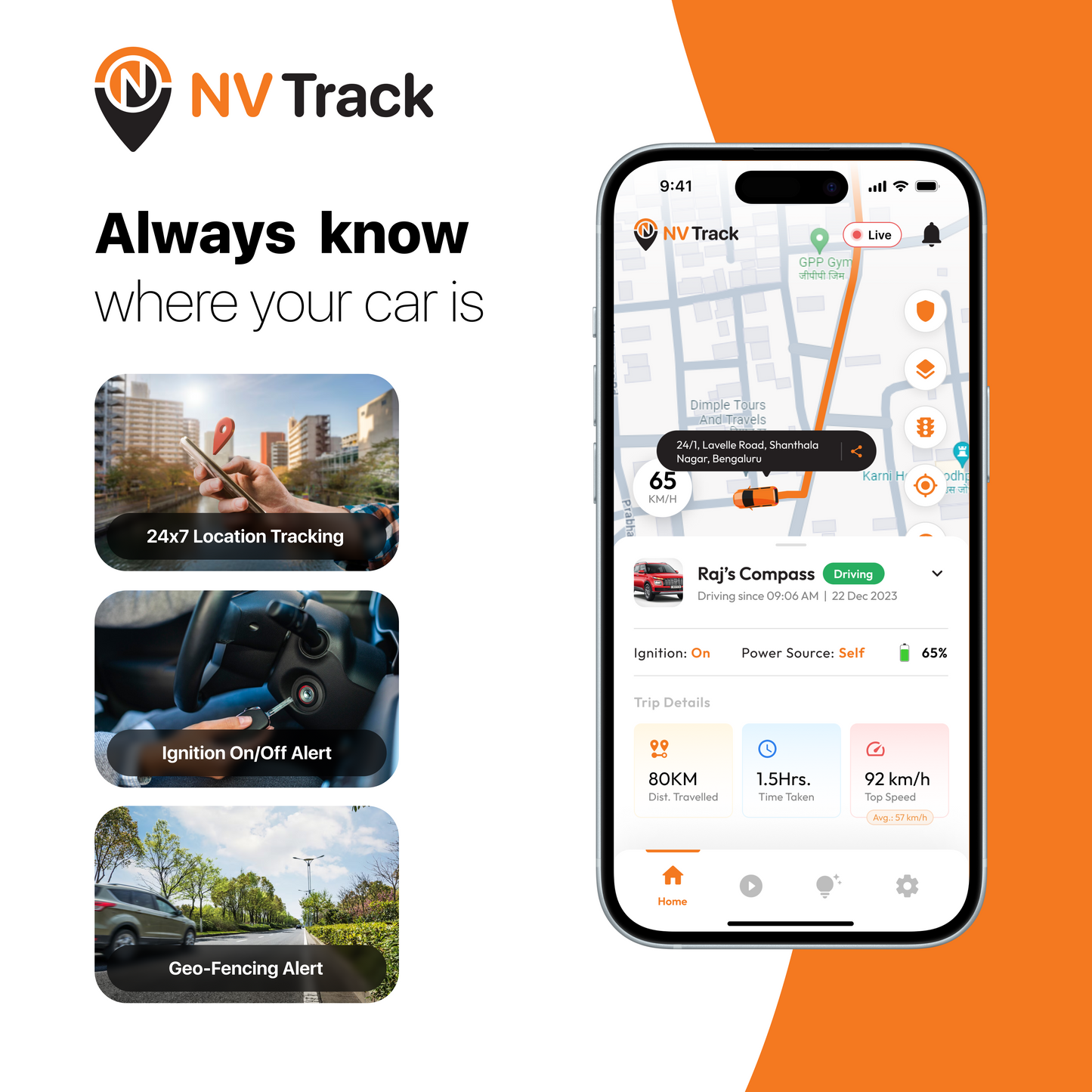 NV Prime Car/Bike/EV Hidden wired Smart AI GPS Tracker with Premium Mobile app subscription